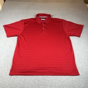 PGA‎ Tour Airflux Golf Polo Mens XL Knit Shirt Red Textured Stripe Pickle Ball